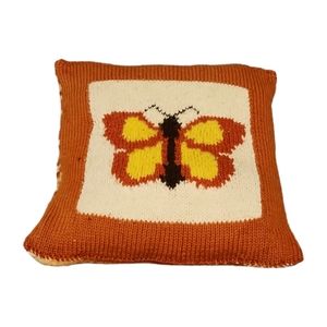 Vintage butterfly knit pillow